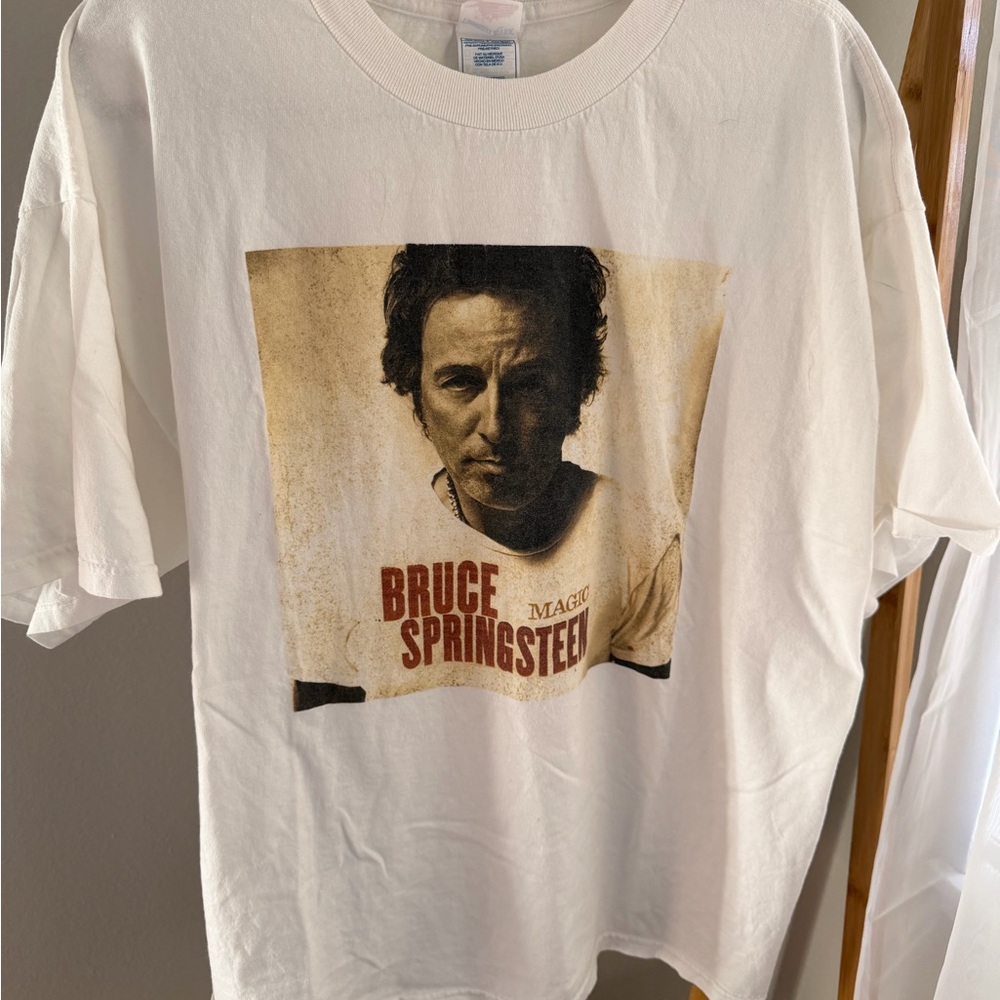 White Bruce Springstein Graphic T-Shirt
